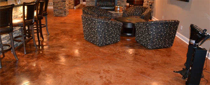 Orange Stained Basement Floor Concrete