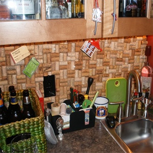 creative wine cork backsplash